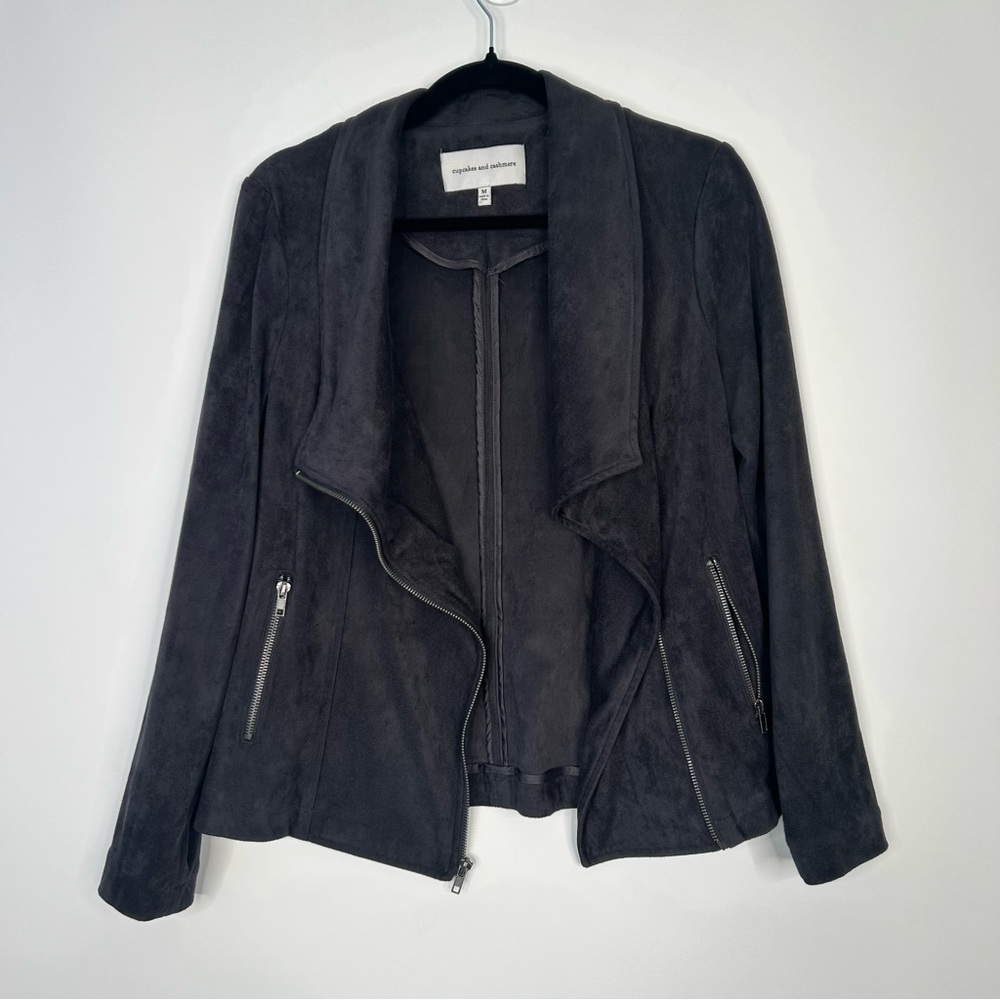 cupcakes & cashmere Charcoal Suede Jacket size medium